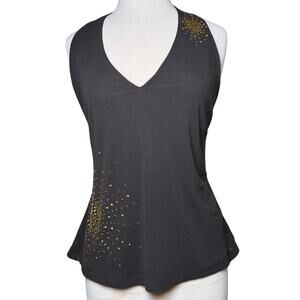 Brown Y2K Embellished Gold Sun Halter Top Size XL